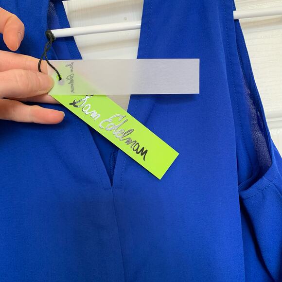 Sam Edelman Blue Sleeveless Choker-Cutout Top - Picture 5 of 6